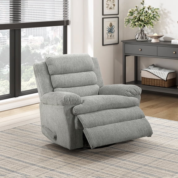 OakvillePark Windcroft Microfiber Swivel Glider Reclining Chair, Gray