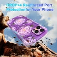 thumbnail image 6 of Magnetic Case for iPhone 15 Pro Max Support Wireless Charging, Floral Stars Butterfly Pattern Print Design Rugged Shockproof Cover for Women Girls, Flower Protective Phone Case Cover, Purple, 6 of 7