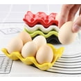thumbnail image 5 of Ceramic Egg Holder 6 Cups Egg Tray Porcelain Fresh Egg Holder for Fridge Countertop Kitchen Storage (Red), 5 of 5