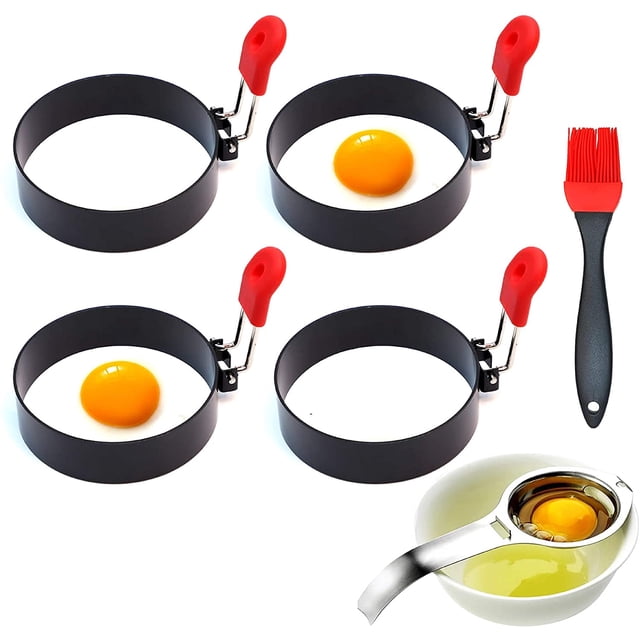 3.5 Inch Large Egg Rings for Griddle or Frying Round Egg for Breakfast. Egg Mcmuffins Mold Perfect Sandwiches Maker Nonstick Egg Cooking Ring for You and Your Family Full Set of 6 Packs