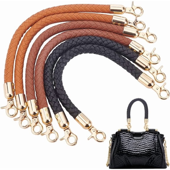 6pcs Purse Straps 3 Colors 12.4 Inch PU Leather Handbag Handles Short Handbag Strap Replacement Handles with Golden Lobster Clasp for DIY Bag Handbag Tote diy