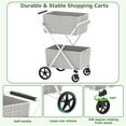thumbnail image 3 of Leumius Shopping Cart,2 Layers Grocery Cart on Wheels,Foldable Utility Shopping Carts with Double Basket and 360° Rolling Swivel Wheels,White, 3 of 7