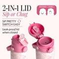 thumbnail image 3 of Paris Hilton 24-Ounce Double Wall Vacuum Insulated Stainless Steel Bottle with Flip-Up Straw and Push Lid, Bow Print, Pink, 3 of 4