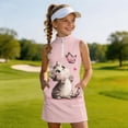 thumbnail image 4 of Gunia Girls Athletic Dress Tennis Golf Outfit 1/4 Zip Quick Dry Printed Sleeveless Zip Collar A Line Dress With Theme Lightweight Summer Outfit Playful Sundress Pink Dress For Girls 4-15 Years, 4 of 6