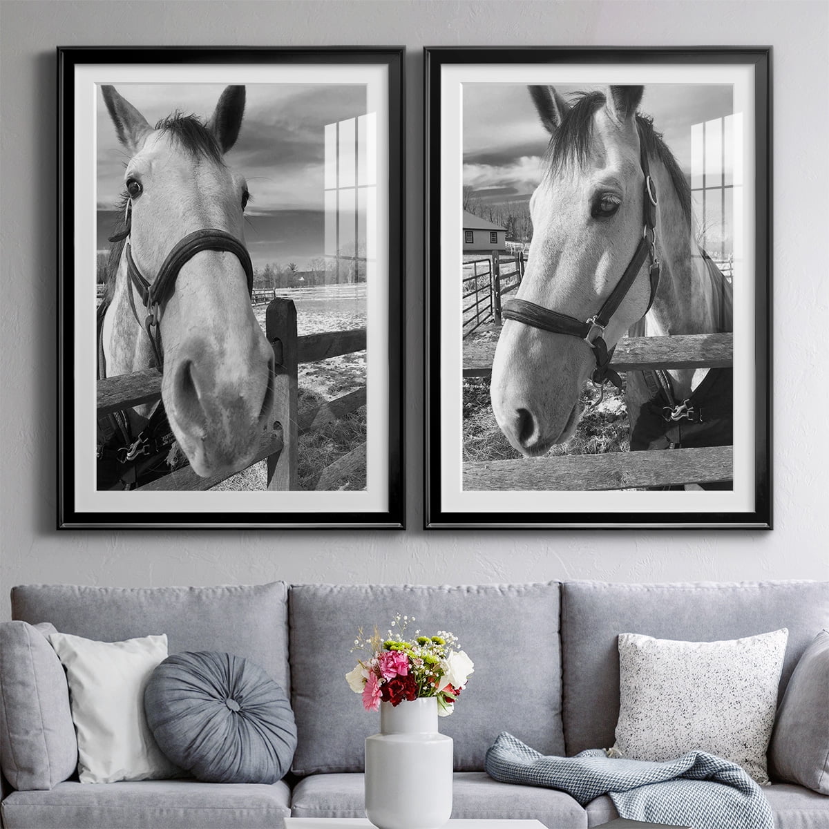 Wexford Home Caen Premium Framed Print, 30.5" x 42.5" - Ready to Hang, Black (Set of 2)