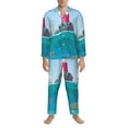 thumbnail image 4 of Kll Lighthouse Sea Port Sleepwear Mens Flannel Pajamas,Long Cotton Pj Set, 4 of 9