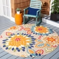 thumbnail image 2 of SAFAVIEH Cabana Michelle Floral Indoor/Outdoor Area Rug, Ivory/Orange, 3' x 3' Round, 2 of 10