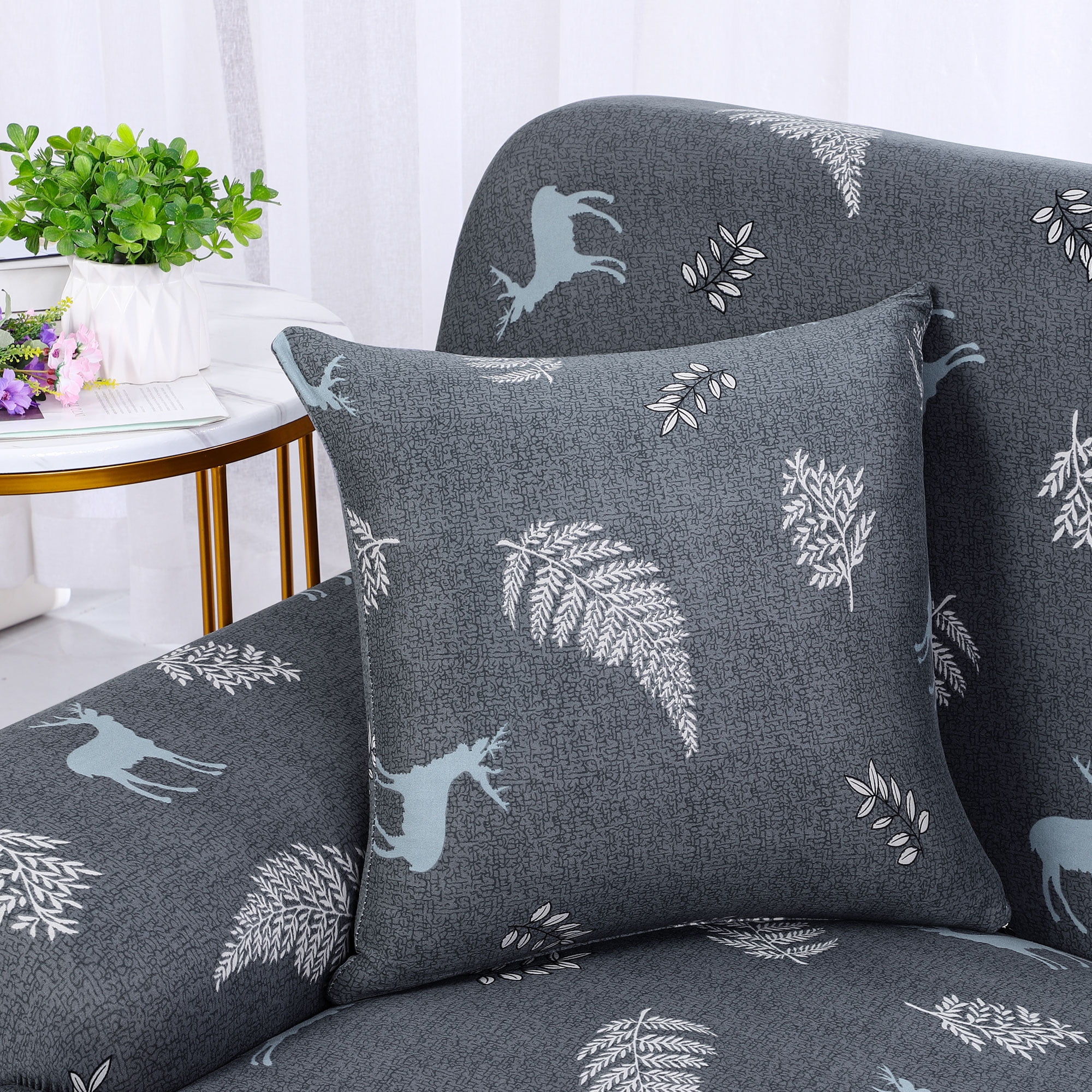 PiccoCasa 1 Seater Sofa Slipcover Spandex Couch Cover, Small Dark Gray