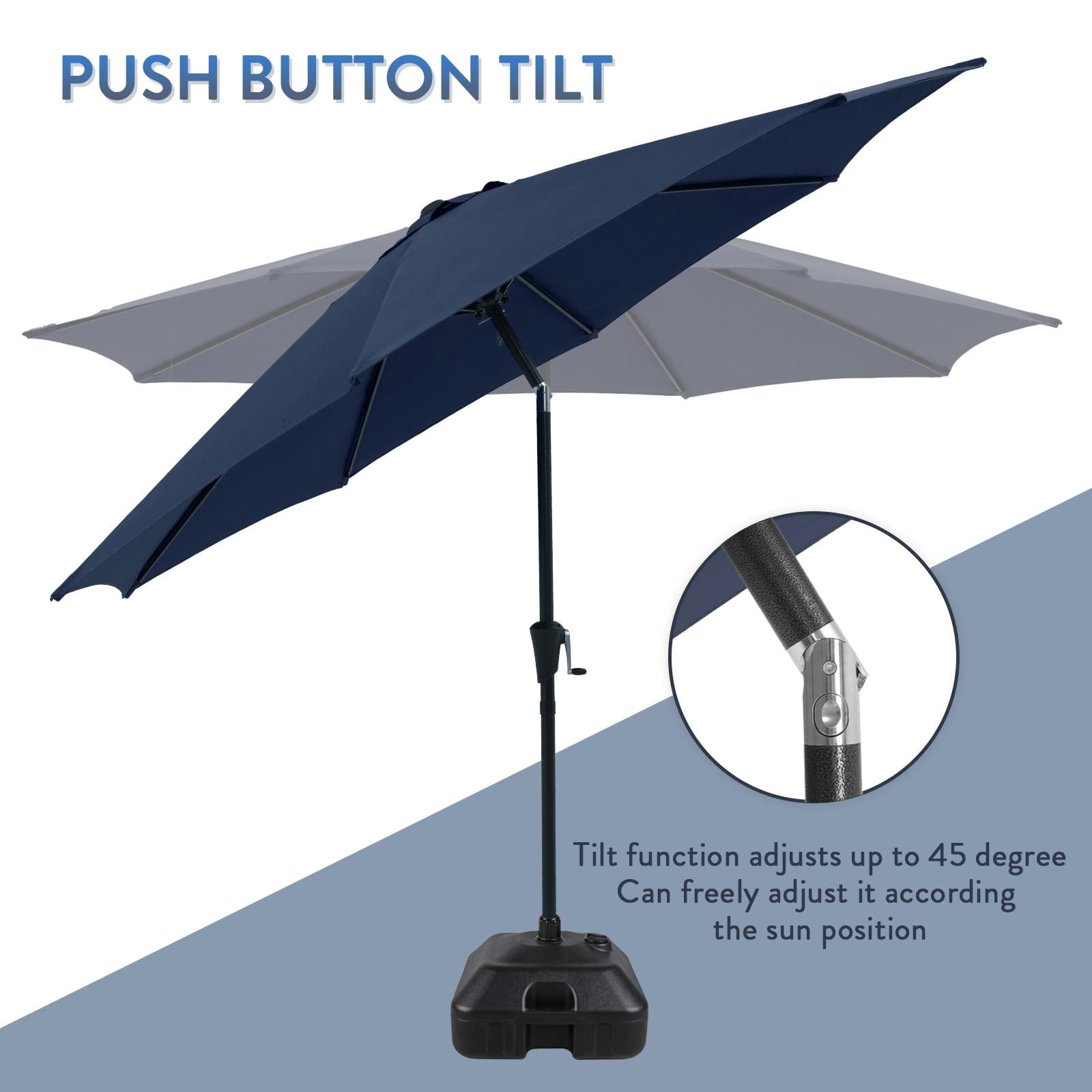 Patio Umbrella with Patio Market Umbrella Base, 9-feet Outdoor Table Market Umbrella