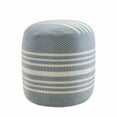 thumbnail image 4 of LR Home Medium Striped Indoor/Outdoor Cylinder Pouf, Light Blue/White, 20" x 20" x 20", 4 of 9