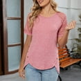 thumbnail image 2 of JGGSPWM Women's Casual Short Sleeve T Shirts Loose Breathable Comfortable Round Neck Basic Loose Tunic Tops Pink M, 2 of 8