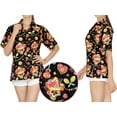 thumbnail image 2 of HAPPY BAY Women's Beach Halloween Costumes Skull Party Print Hawaiian Blouse Tops Short Sleeve Button Down Holiday Shirts for Women S Party Festive Black, 2 of 4