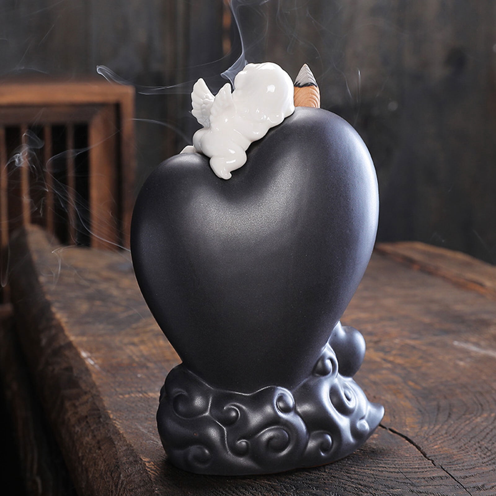 Modern Ceramic Backflow Incense Holder Countertop Angel Backflow Incense Holder for Living Room, Bedroom