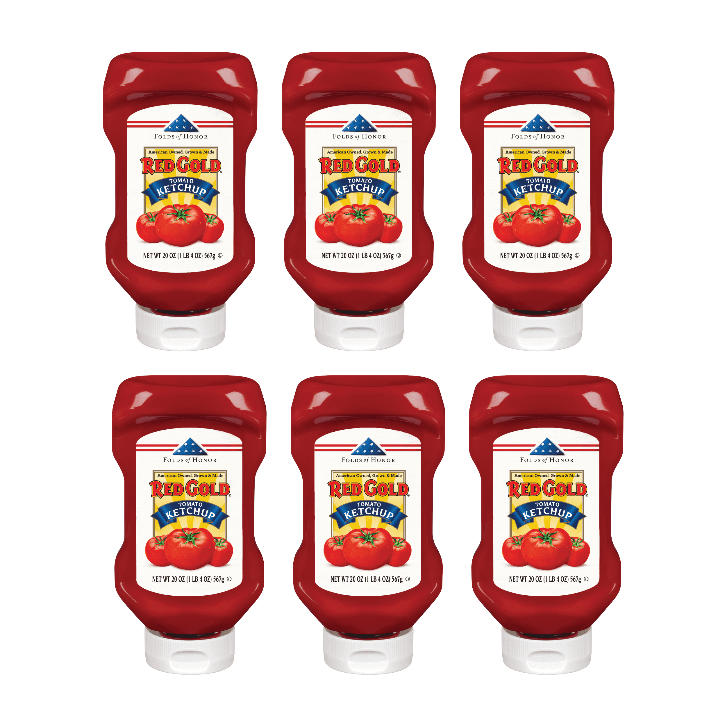 Red Gold and Folds of Honor Tomato Ketchup, Kosher and Gluten Free, 20