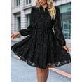 thumbnail image 4 of Womens Long Sleeve Fall Dresses 2025 Button Up Waist with Belt A-Line Mini Dress Casual Fall Winter Dress Black L, 4 of 8