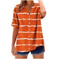 thumbnail image 2 of Gamivast Women's in Clothing Womens Tops Summer Stripe Shirt Casual Short Sleeve Button Blouses Trendy Elegant V Neck Short OrangeXXL Purchase History for My Accounts, 2 of 5