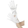 thumbnail image 4 of INSPIRE CHIC Women's Glove Satin Bead Decor Full Finger Wrist Length Short Gloves for Elegant Wedding White, 4 of 6
