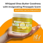 RA COSMETICS Whipped Shea Butter Pineapple - 100% Pure and Natural African Shea Butter - Ultimate Handcrafted Moisturizer with Essential Vitamins for Radiant Skin and Luscious Hair - 12oz Jar