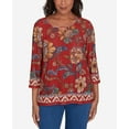 thumbnail image 4 of Alfred Dunner Womens  Floral Border Mesh Split Neck Top, 4 of 6