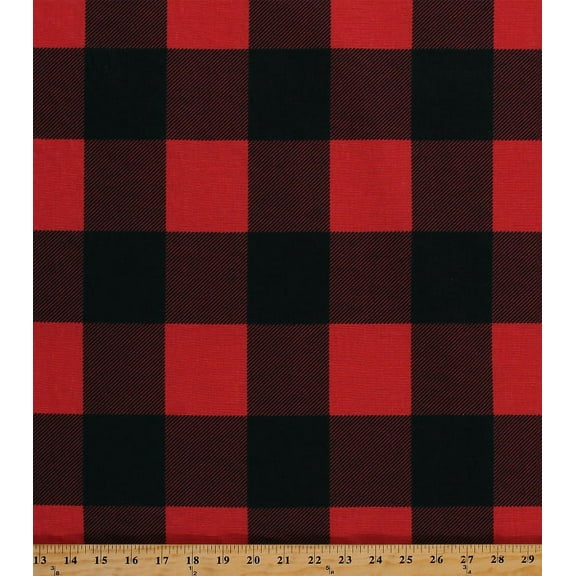 Home Decor Buffalo Plaid Red Black 3" x 3" Squares Checks Decorator Cotton Fabric by the Yard (D791.46)