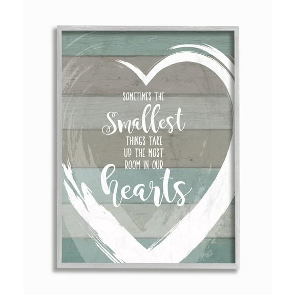 The Stupell Home Decor Smallest Things Most Room In Heart Planked Gray Framed Texturized Art