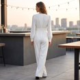 thumbnail image 5 of Jumpsuits for Women Summer Dressy V Neck High Waist Long Sleeve Romper with Pockets Casual Summer Beach Trendy Outfit, M, 5 of 7