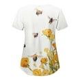 thumbnail image 3 of Scrub Tops for Women Bee Graphic Short Sleeve V-Neck Medical Uniform Soft Stretchy Free Nurse Shirt with 2 Pockets White L, 3 of 3