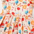 thumbnail image 6 of IBTOM CASTLE Kids Girls Back to School Dress Apple Pencils Notebooks Print Casual Birthday Party Kindergarten First Day of School Dresses 4-5 Years Beige Pencil Globe, 6 of 8