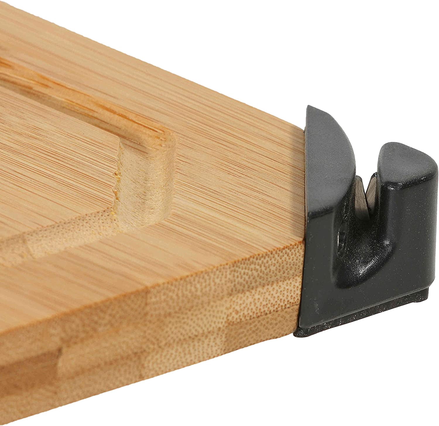Cortesi Home Nuri Natural Bamboo Cutting Board with Knife Sharpener, 12"x18"
