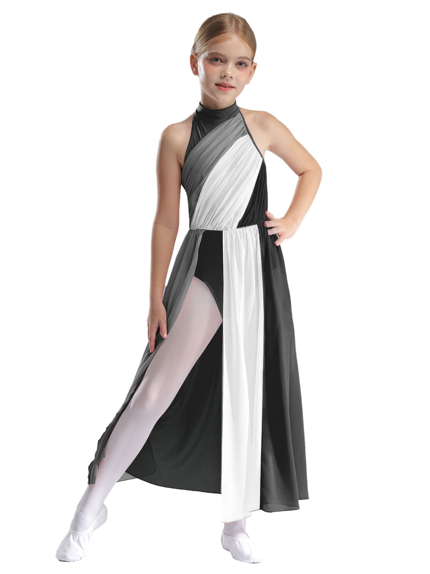 Robe De Danse Lyrique Pour Fille - Crop Top + Jupe Mi-longue - Avec Strass, Pour Ballet, Danse Moderne, Patinage, Scène - 13