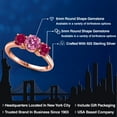 thumbnail image 2 of Gem Stone King 18K Rose Gold Plated Silver Pink Moissanite and Red Created Ruby Engagement Ring for Women | 2.00 Cttw | Round 6MM | Gemstone Birthstone | Size 5, 2 of 6