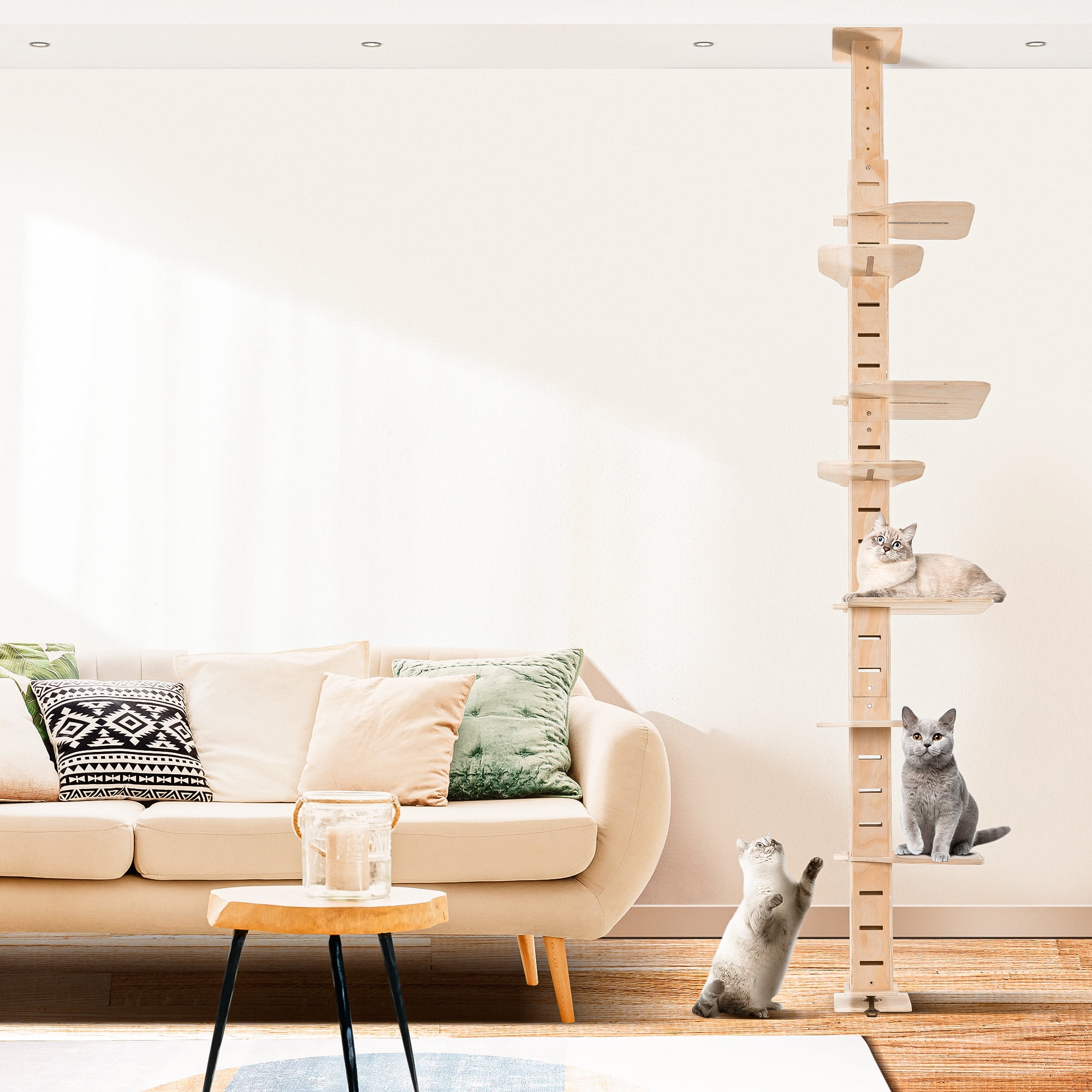 Pefilos Cat Tree Tower for Indoor Cats, Floor to Ceiling Cat Condo for Large Cats Tall Adjustable (98.5"-118"), Adult Cat Height Kitty Climbing Activity Center, Beige Pefilos Cat Tree Tower for Indoor Cats, Floor to Ceiling Cat Condo for Large Cats Tall Adjustable (98.5"-118"), Adult Cat Height Kitty Climbing Activity Center, Beige