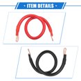 Unique Bargains 1 Pair 2 AWG Gauge 20" Battery Inverter Cables with 3/8" Ring Universal for Car Vehicle RV Black Red