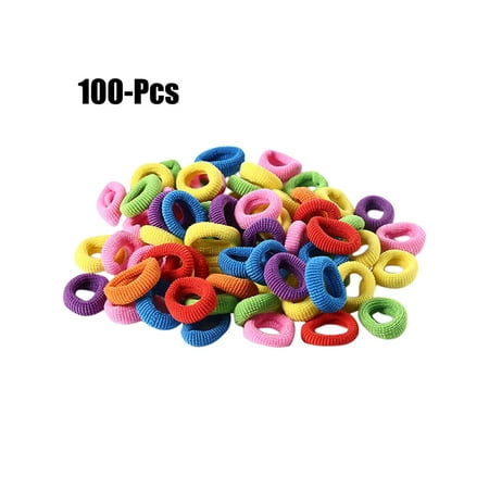 Coxeer 100pcs Girls Hair Ties Assorted No Crease Elastic Hair Ties