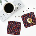 thumbnail image 5 of Pofeuu Autumnal Forest Print Leather Coasters Set of 6, Round Cups Mugs Mat Pad for Home Kitchen Heat Resistant Drink Coasters,Square, 5 of 7