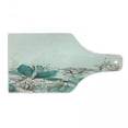 thumbnail image 1 of Turquoise Cutting Board, Retro Floral Background Hibiscus Silhouettes Dramatic Romantic Nature Art, Decorative Tempered Glass Cutting and Serving Board, Wine Bottle Shape, Beige Teal, by Ambesonne, 1 of 1
