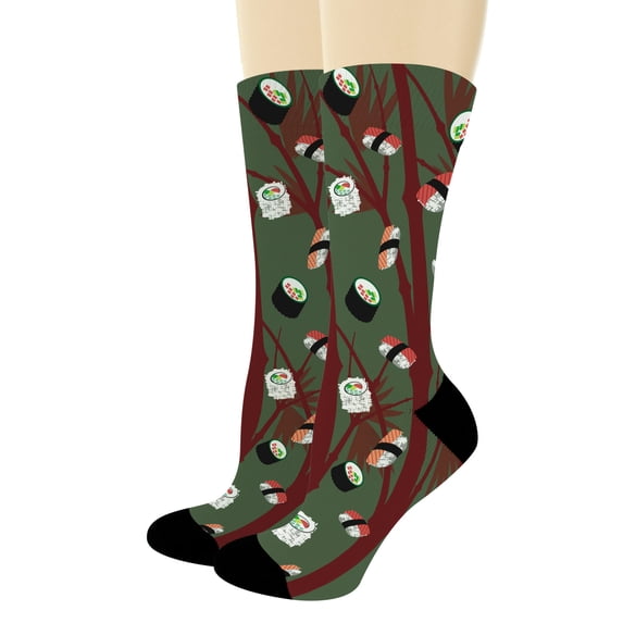 ThisWear Food Birthday Gifts Foodie Socks Sushi Printed Socks Sushi Related Gifts 1-Pair Novelty Crew Socks