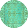 thumbnail image 1 of Ahgly Company Indoor Round Oriental Turquoise Blue Traditional Area Rugs, 6' Round, 1 of 4