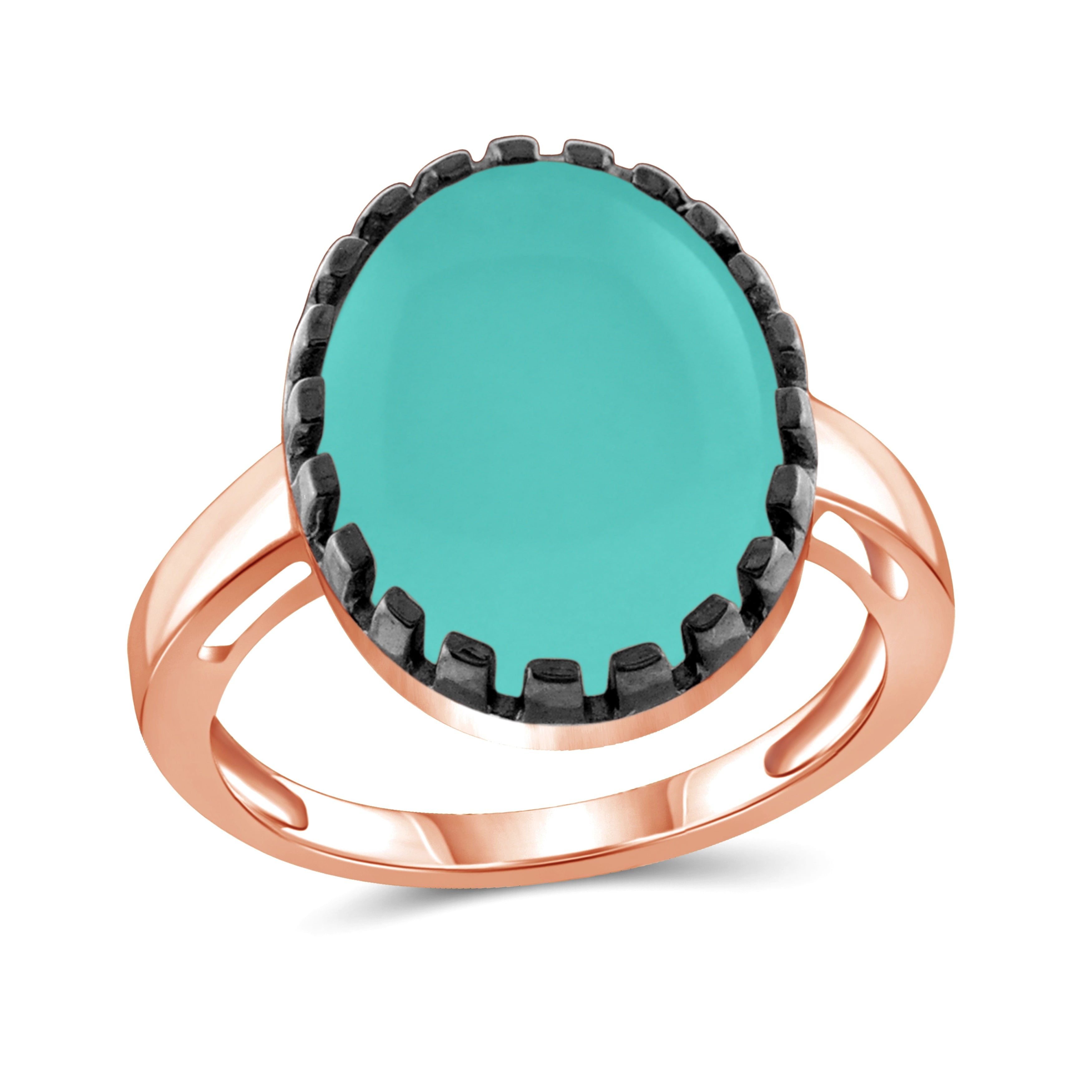 JewelonFire Sterling Silver Genuine Chalcedony Gemstone Ring by Overstock