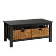 Woven Paths Traditional Storage Coffee Table with Bins, Black