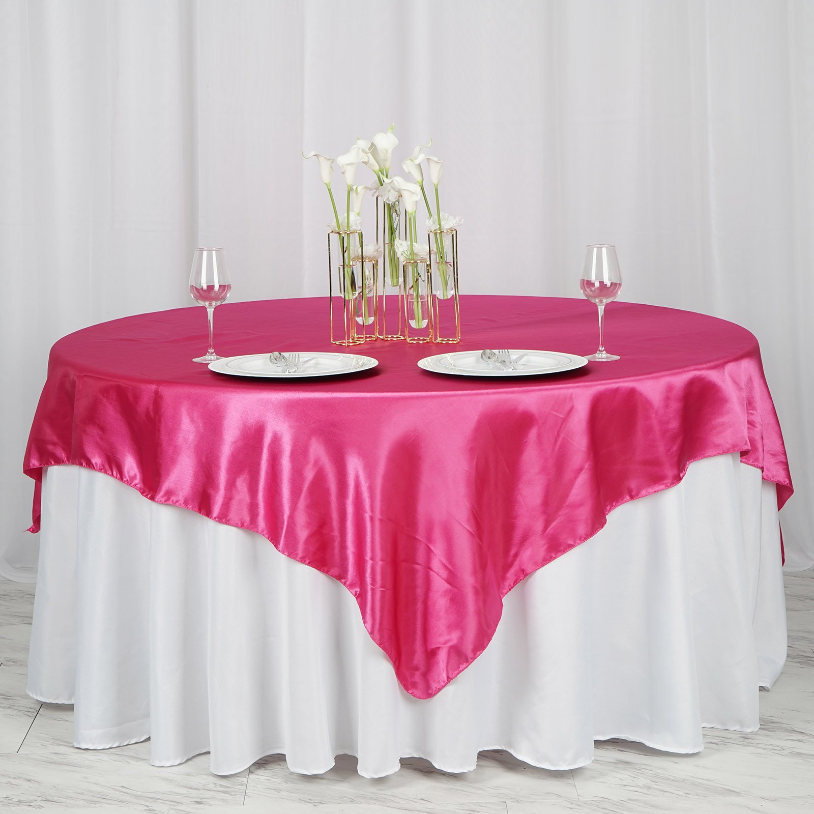 Efavormart 72" SATIN Square Table Overlay Table Toppers For Birthday