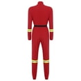 thumbnail image 4 of iiniim Womens Halloween Firefighter Cosplay Romper with Belt Long Sleeve Front Zipper Jumpsuit Clubwear Red M, 4 of 7