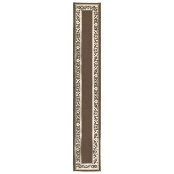 Floral Border 20" x 120" Rug Runner Sand