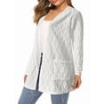 thumbnail image 2 of Women'S Light-Weight Cardigan Open Front Casual Long Sleeve Knit Sweater with Pockets Black XL, 2 of 6