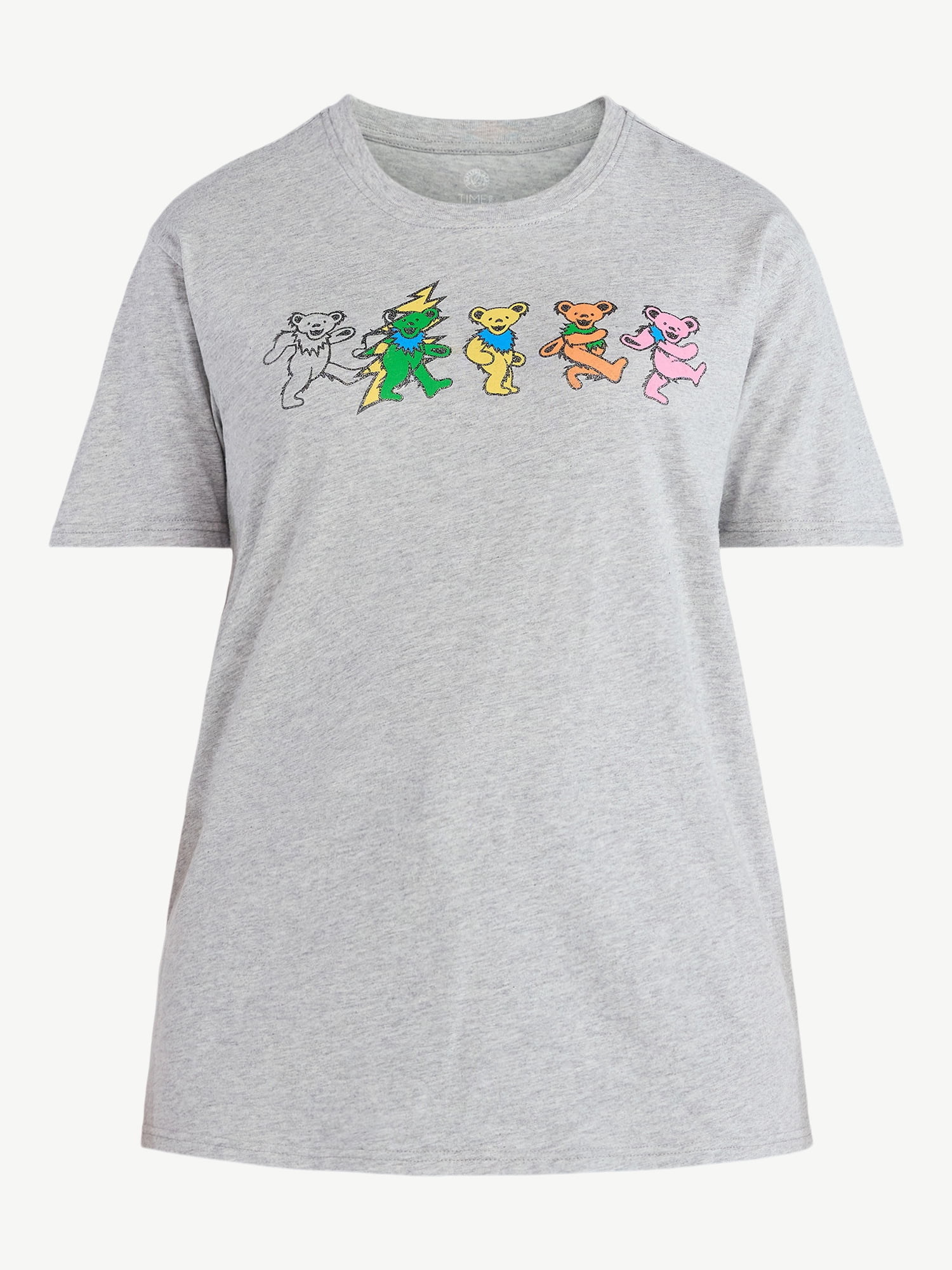Time and Tru Women's Grateful Dead Dancing Bear Line Up Graphic Tee with Short Sleeves, Sizes XS-XXXL