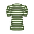 thumbnail image 5 of Rezuofi 1 Pcs Women's Short Puff Sleeve Knit Tops 2025 Trendy Crewneck Striped T Shirts Casual Summer Blouses, 5 of 7