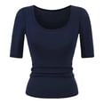 thumbnail image 4 of RMGVDSD Half Sleeve Tops for Women T Shirts Scoop Neck Slim Fit Casual T Shirt Tops Solid Color Comfy Basic Tees Trendy Going Out Tops Fashion Clothes, 4 of 4