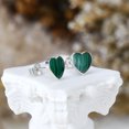 thumbnail image 3 of Romantic Hearts Green Malachite Valentine Love .925 Sterling Silver Stud Earrings, 3 of 6