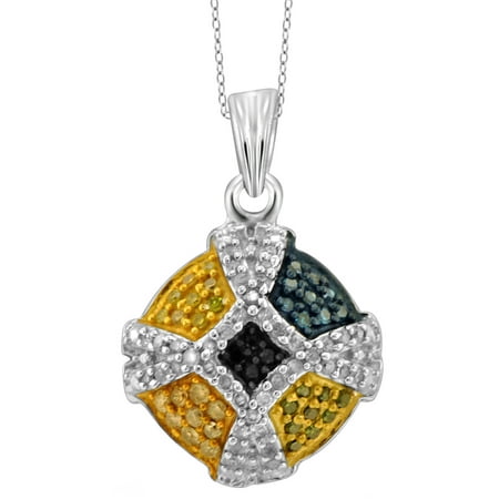 JewelersClub 1/4 Carat T.W. Multi-Color Diamond Sterling Silver Pendant
