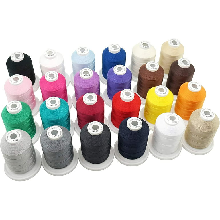 New brothread 24 Basic Colors 100% Mercerized Cotton Thread 30wt 600m(660y), Multicolor